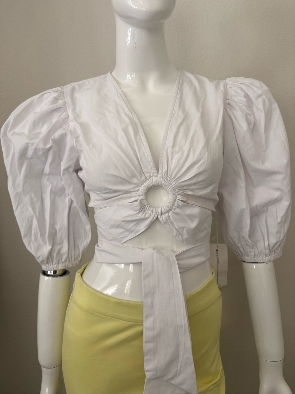 Live 4 Truth White Puff-Sleeve Ring-Front Wrap Top